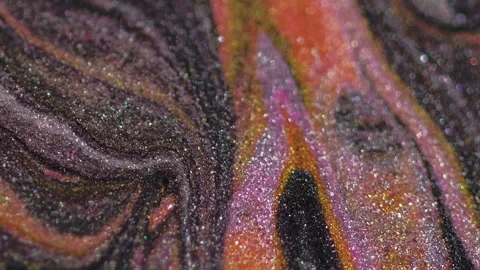 Glitter fluid flow marble paint metallic texture Video stock 257388379