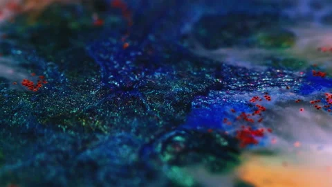 Glitter fluid mix ink water background blue red Stock Footage 193943571