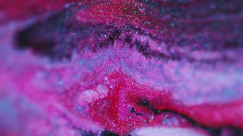 Glitter fluid mix paint blend pink blue wave flow Stock Footage 283322185