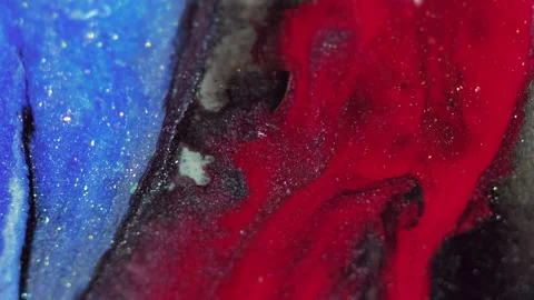 Glitter fluid spill paint drip red blue ink flow 스톡 동영상 270444693