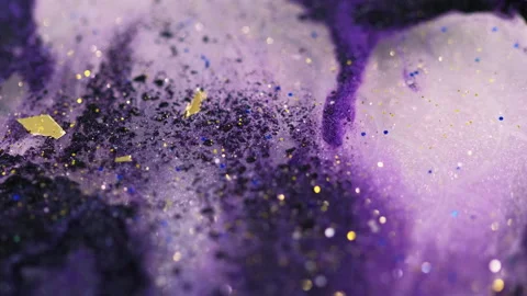 Glitter fluid spill shiny gloss purple black white Stock Footage 276907439