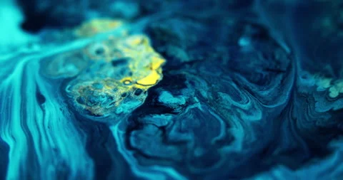 Glitter fluid splash ink wave blue black yellow Stock Footage 273513549