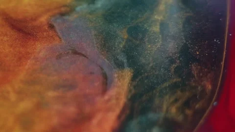 Glitter fluid texture oil bubble paint water blend Video stock 274244434