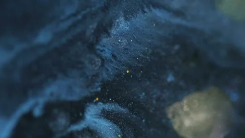 Glitter fluid wave ink drip black blue paint flow Video stock 288274926