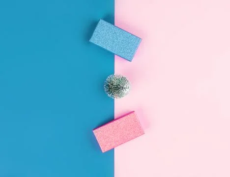 Glitter gift boxes on duotone background Stock Photos