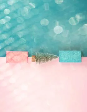 Glitter gift boxes on duotone background 스톡 사진