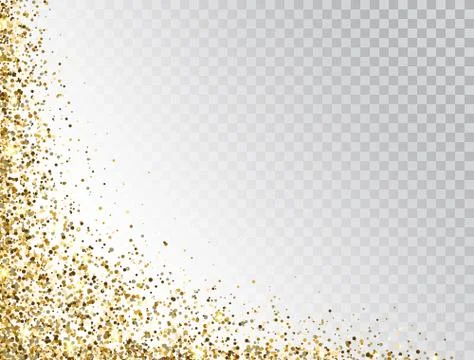 Glitter gold border with space for text. Golden sparkles and dust on transpar Stock Illustration