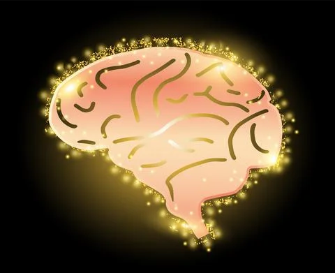 Glitter gold brain Stock Illustration