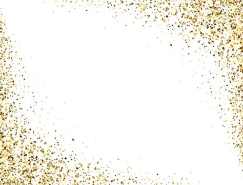 Glitter gold frame with space for text. Luxury glitter decoration border. Gol Stock Illustration