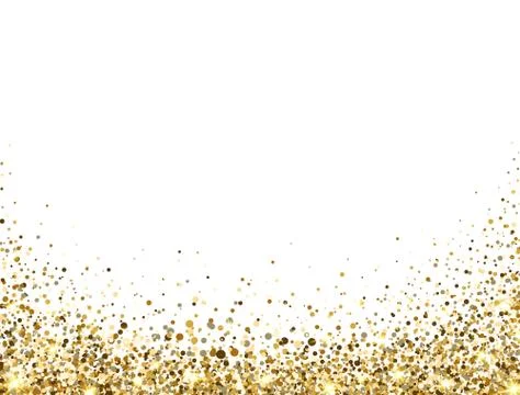 Glitter gold frame on white background. Golden star sparkles and dust. Luxury Stock Illustration