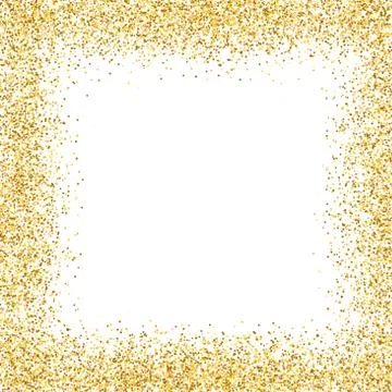 Glitter gold frame on white background. Golden border design. Luxury greeting Stock Illustration