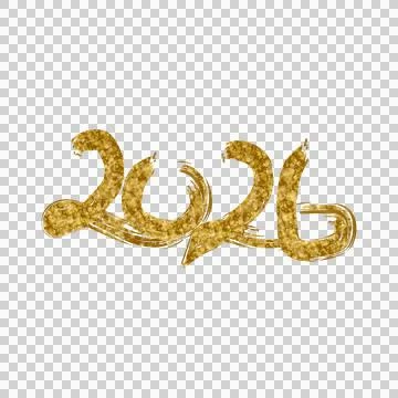 Glitter gold hand drawn 2026 number element isolated Stock Illustration