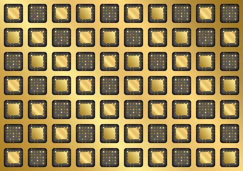 Glitter gold square hole pattern abstract background, golden sparkle, vector Stock Illustration