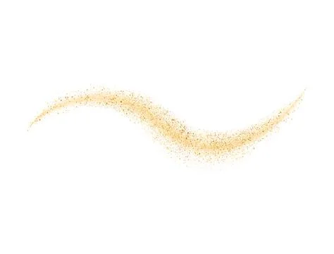 Glitter gold wave on white background. Bright golden stardust trail with spar Stock Illustration
