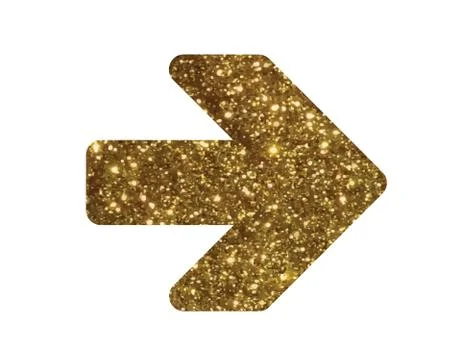 Glitter golden isolated arrow flat icon Stock Illustration