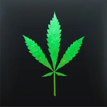 Glitter green cannabis leaf vector Stock Illustration