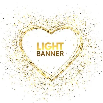 Glitter heart frame with space for text. Golden star dust and sparkles isolat Stock Illustration
