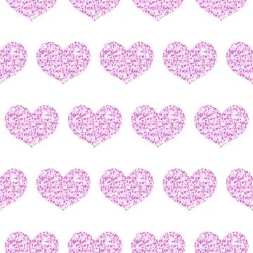Glitter heart seamless Pattern. Pink Gold Glitter Hearts. . Shiny Pastel イラスト素材