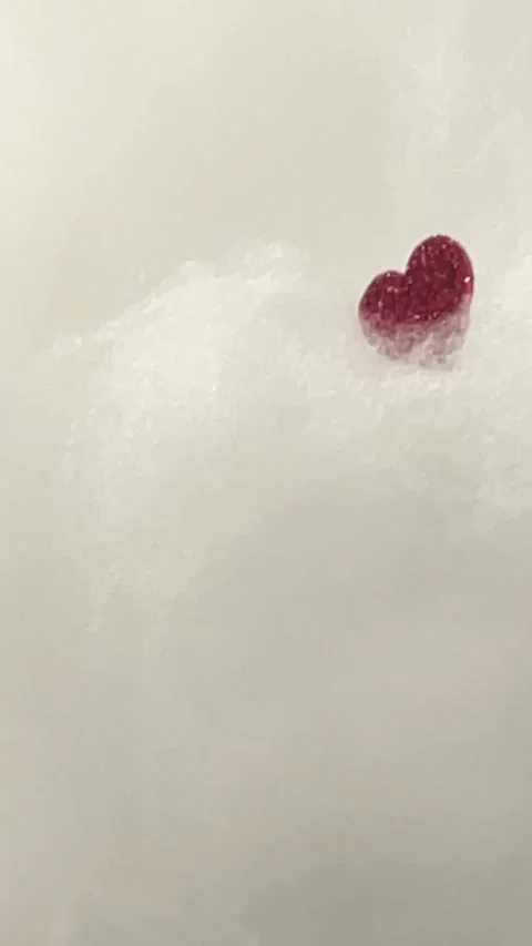 Glitter Heart on White Cloud Moving — Minimal Romantic Concept Stock Footage 327742765