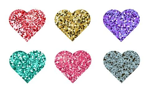 Glitter hearts set. Stock Illustration