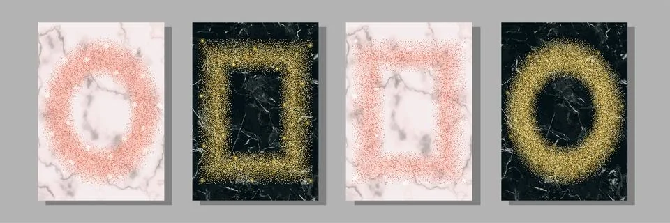 Glitter Holiday Frames set. Templates for greeting cards Stock Illustration