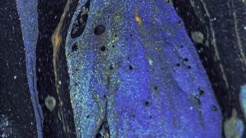 Glitter ink background paint mix blue black gold Video stock 271378494