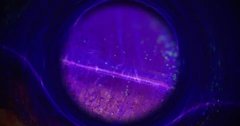 Glitter ink flow blur neon bubble blue purple ring Stock Footage 201511267