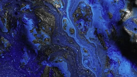 Glitter ink flow phantom blue gray wet paint mix Stock Footage 130299586