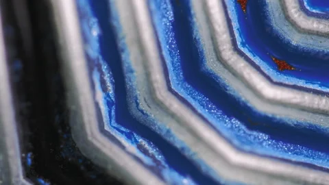 Glitter ink spill paint flow blue polygon lines Stock Footage 260795962