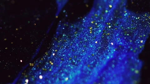 Glitter ink spill paint flow blue black blend wave Stock Footage 275785904