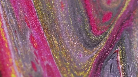 Glitter ink wave fluid spill color marble texture Stock Footage 257642903