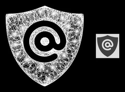 Glitter Intersected Mesh Email Address Shield with Light Spots Stock Illustration