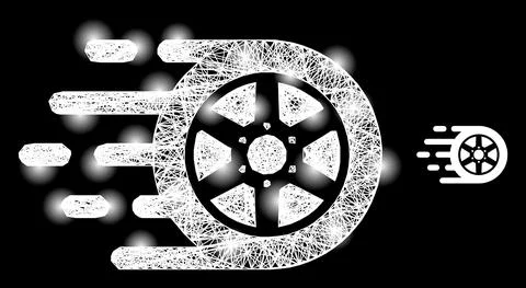 Glitter Irregular Mesh Car Wheel with Light Spots Illustration