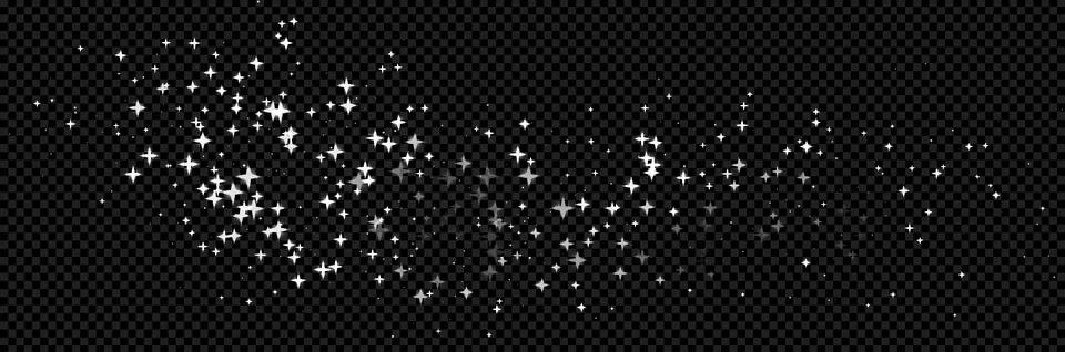 Glitter light effect on transparent bg as a png. White dust overlay with star Stock Illustration