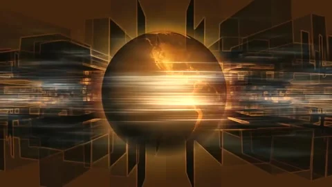 Glitter light falling on globe city view animation Stock Footage 255723764