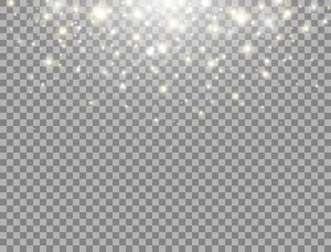 Glitter light. Magic particles. Gold and white glowing lights effect. Star bu Stock Illustration