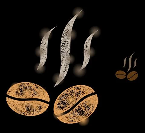 Glitter Linear Mesh Coffee Beans Smell with Lightspots Stock Illustration