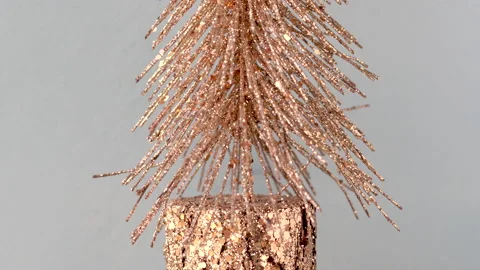 Glitter mini small christmas tree sparkle shining lights over Stock Footage 221253238