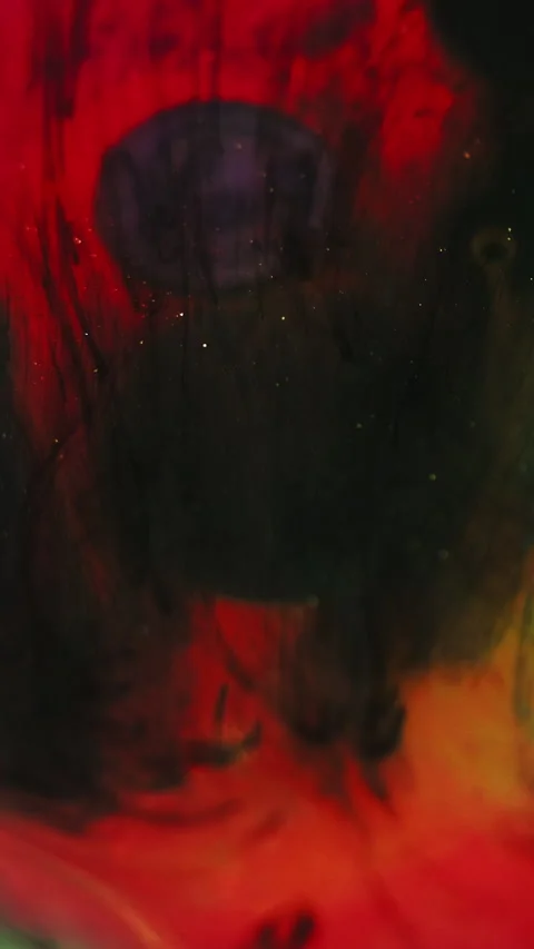 Glitter mist ink water bubble black red paint drop Vídeos de archivo 276040905