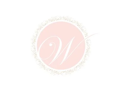 Glitter Monogram Letter W Logo Sign Stock Illustration