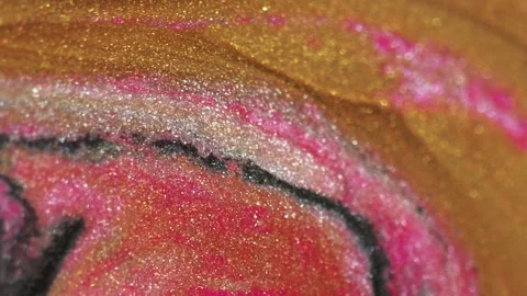 Glitter paint flow Fluid art metallic ink blend Video stock 263887133