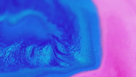 Glitter paint ink blend blue pink shiny fluid mix Stock Footage 268145627
