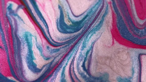 Glitter paint mix marble ink texture pink blue Stock Footage 260863463