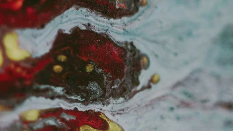 Glitter paint spill ink blend red gold blue mix Video stock 278818304