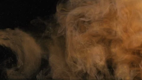 Glitter paint water smoke cloud gold mist on black Video stock 278202399