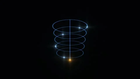 Glitter particle orbit infographic shows moving light Stock Footage 342460267