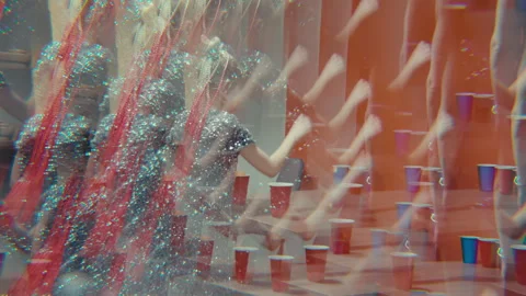 Glitter Party Game with Multiple Exposure Effect Stock Footage 346202872