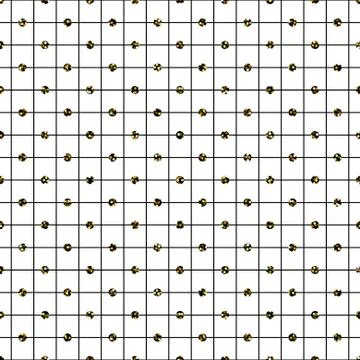 Glitter polka dot on checkered line seamless vector pattern. Stock Illustration