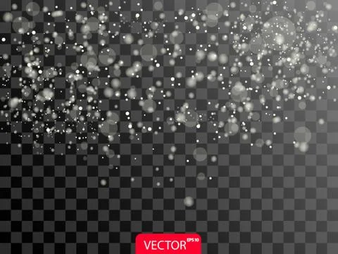 Glitter realistic light effect or snow on transparent background. Vector illu Stock Illustration