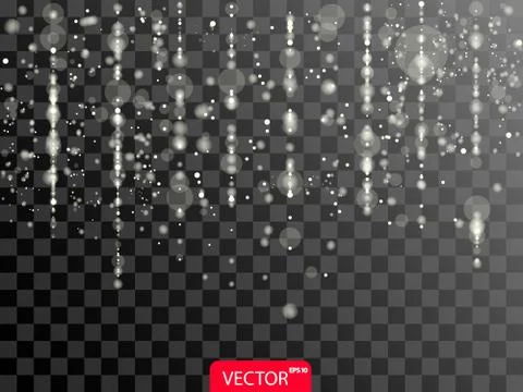 Glitter realistic lines light effect on transparent background. Vector illust Stock Illustration